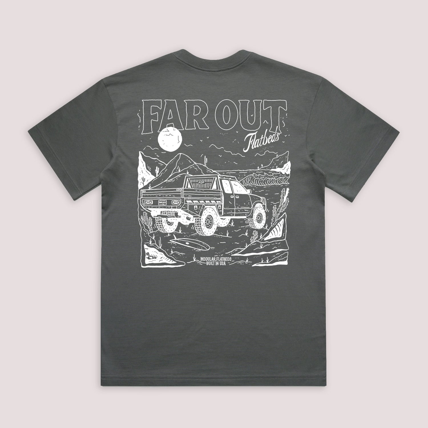 Grey Far Out Flatbeds Tee